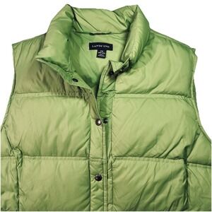 Lands' End Vest Womens 2X 20W-22W Green Down Puffer Quilted Plus Size Full Zip
